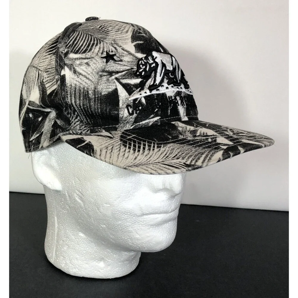 California Republic Snapback Hat Cap Black White Hawaiian Palms 47 Brand